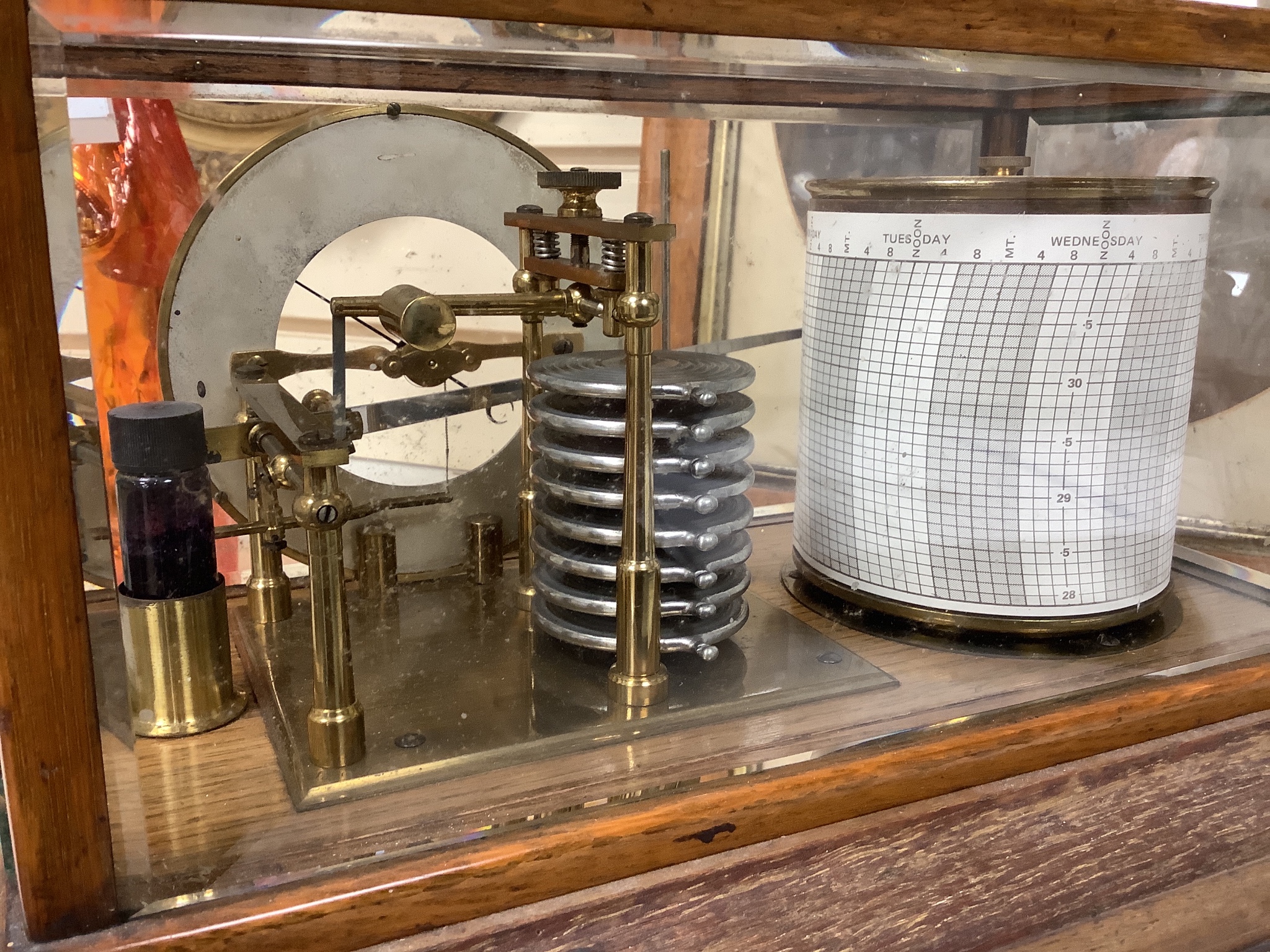 A walnut cased barograph